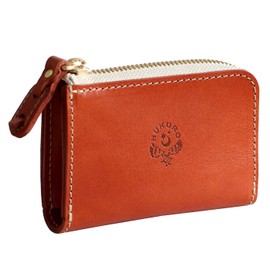 HUKURO Ultimate Wallet, Compact, Mini Wallet, Men's, Women's, Genuine Leather, Bifold Coin Purse, Card Case, L-Shaped Zipper, Made in Japan, Owl, orange