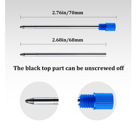 Blue Ink Refills (10 Pcs), Replaceable Pen Refills, 2.75 inch (70 mm) Ballpoint Pens Refills, 1.0mm Medium Tips - Blue