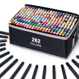 Hopesky 262 Colors Alcohol Markers - Dual Tip Permanent Art Markers Set for Coloring Drawing Painting, Fine and Chisel Tip Alcohol Based Pens with Carrying Case for Adult Artists
