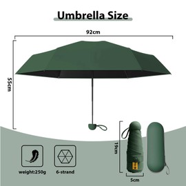 FANSEZQ Sun Umbrella, Mini Travel Umbrella With Case Small Compact Protection Sun Lightweight Tiny Pocket Umbrella (Dark Green)