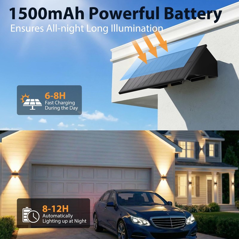 Solar Wall Lights Outdoor,8 PACK 3000/4000/6000K 3 Modes Up and