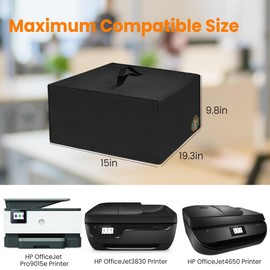 Umbrotiger Printer Dust Cover for HP Pro OfficeJet 3830/8025e/9015e/4650 - Waterproof Anti-Static Dustproof Cover, Foldable 19.3x15x9.8in with Handle (300D Oxford Fabric) for Office and Home