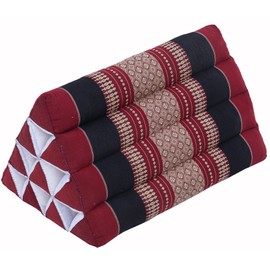GURU SHOP Triangle Thai Cushion, Triangle Cushion, Kapok - Red, 30 x 30 x 50 cm, Asian Seat Cushion, Sleeping Mat, Thai Mat