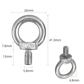GETLITOOL Eye Bolts (12mm/10pcs) Eyebolts M6 304 Stainless Steel Threaded Rings Bolts for Harbors, Power Plants, Shipbuilding, Petrochemical, Mining, Railways, Automobiles