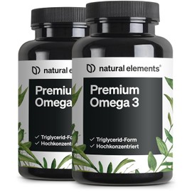 natural elements Premium Omega 3 (Set of 2) - 2 x 120 Capsules - GoldenOmega® with 80% Omega 3 Content - in Triglyceride Form - Laboratory Tested, from Sustainable Fishing - No Unnecessary Additives