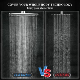 Veken 11.8 Inch Rain Shower Head Combo with Extension Arm- Wide Showerhead with 6 Handheld Water Spray - 1.8gpm Dual Shower with Anti-Clog Nozzles - Chrome