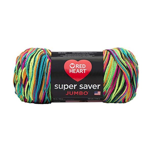 Red Heart Super Saver Jumbo Yarn Blacklight (Bundle with KC