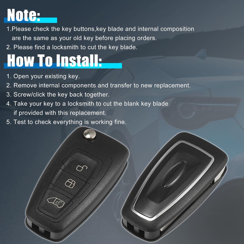 X AUTOHAUX 3 Key Button Car Key Fob Flip Key