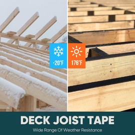 FAHKNS 2" x 50' Joist Tape for Decking, 12 Pack Butyl Joist Tape for Waterproof Deck Tape, Anti-Corrosion Weather Resistance Self-Adhesive Tape for Protect Wood Joist and Beams