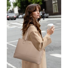 LOVEVOOK Laptop Tote Bag for Women 15.6 Inch Work Bag Leather Laptop Purse with Clutch, Large Computer Briefcase Bag for Office Business Teacher Casual