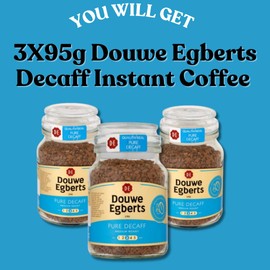 3 Jars of Douwe Egberts Decaf Coffee Medium Roast Bundled by The Great British Kitchen
