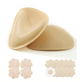 GAIARIDO Sticky Push Up Bra Inserts, Double Sided Reusable Adhesive Bra Pads, Bikini Invisible Breast Enhancers for Swimsuits Strapless Beige Cup C