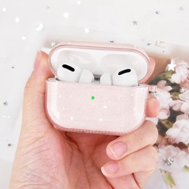 KOREDA Compatible with AirPods Pro 2nd Generation/1st Generation Case Cover, Soft Clear TPU Bling Transparent Protective Shockproof Case Designed with Keychain for AirPods Pro & AirPods Pro 2 Case