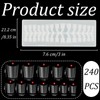 240PCS Short Square Nail Tips, Clear Soft Gel Full Fover