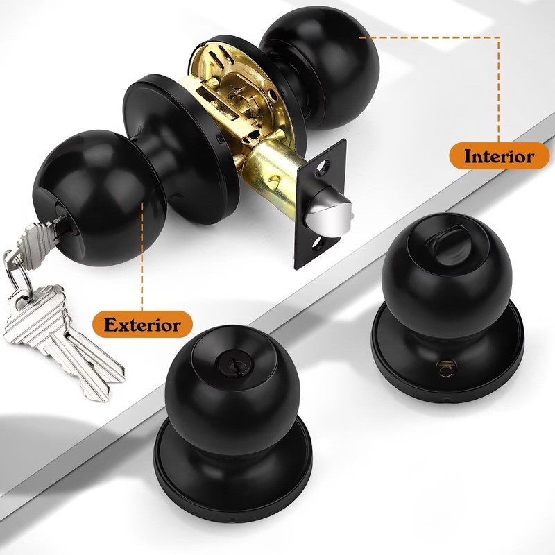 Probrico 3 Pack Keyed Alike Entry Door Knobs with Lock