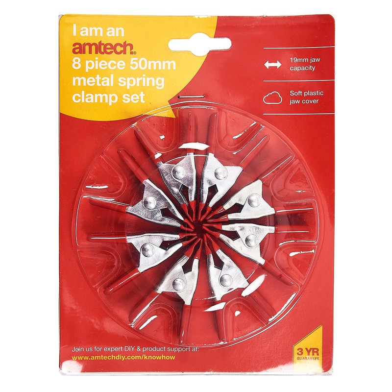 Am-Tech S2972 50 mm Metal Spring Clamp Set - Red