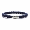 ZENSE - Men's Braided Leather Bracelet in Navy Blue ZB0356