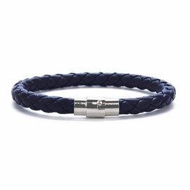 ZENSE - Men's Braided Leather Bracelet in Navy Blue ZB0356