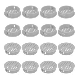 sourcing map 16Pcs 35mm/1.38" Circular Soffit Air Vents, Plastic Soffit Vent Cover, Round Mesh Hole Louver for Bathroom Kitchen Cabinet Wardrobe, Light Gray