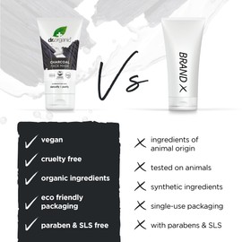 Dr Organic Charcoal Face Mask, Cleansing, For Acne & Clearing Skin, Oily, Problem Skin, Natural, Vegan, Cruelty-Free, Paraben & SLS-Free, Recycled & Recyclable, Organic, 125ml, Packaging may vary