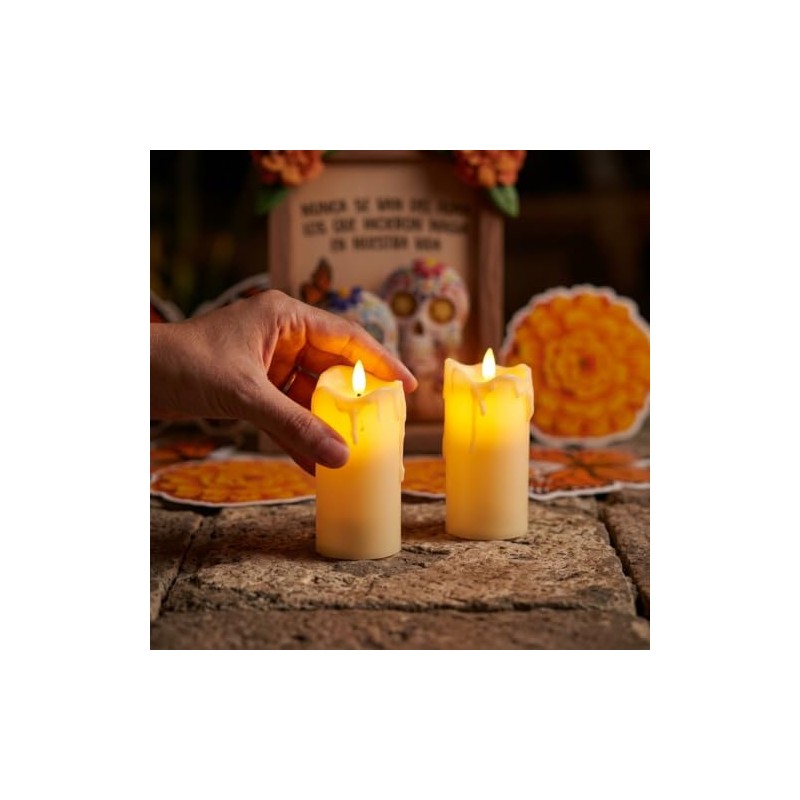 Set Decorativo Día de Muertos: Marco, Calaveritas y Velas LED