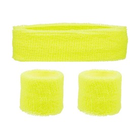 Mytoptrendz® Soft Stretchy Sweat Bands Sets Headband and Wristband Girls Ladies Boy Girls Boys Ladies (Yellow neon)
