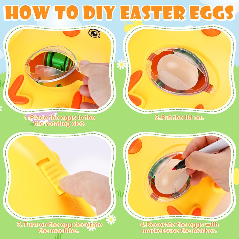 Angenster Easter Egg Decorator Kit, Bunny Egg Spinner Decorating Machine