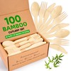 FEHHTO Disposable Bamboo Utensils Set, Compostable Cutlery, Eco-Friendly Disposable Silverware