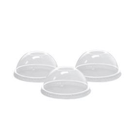 DHG PROFESSIONAL Clear PET Dome Straw Slot Lid, 107mm Diameter, (Case of 500 Count)