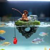 Aquarium Floating Island Decorations,Floating Fish Tank Decorations,Fisherman Aquarium Decor Island,for