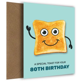 Funny 80th Birthday Card for Men and Women - Grandparents, Nanny, Grandad 80th Birthday Cards - Humorous Birthday Toast for Him or Her, Funny Birthday Card, 80th
