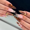 Uñas Postizas 6 Juegos Almendra Punta Flor Perlas Borde Blan