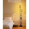 ACOHOOK 63IN Dimmable Floor Lamp with Shelf, Black Rattan Tall