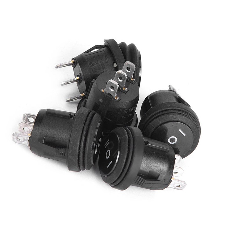 5 Pcs 3 Position On/Off/On Round Toggle Switch Black Boat