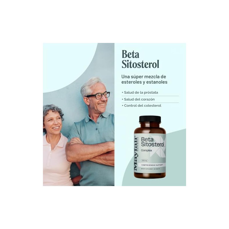 “Complejo Beta Sitosterol, 500mg, de origen vegetal, 90 tabletas, suplemento