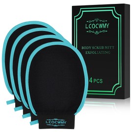 LCOCWMY Exfoliating gloves, (4pcs) Durable Body Scrub, Dead Skin Remover & Body Scrubber Exfoliator, Body Exfoliating Gloves for Shower, washcloth exfoliating, exfoliating glove for Smooth Skin