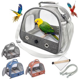 JKOOK Bird Carrier, Shoulder Hanging, Parakeet Carrier, Birdcage, Carry Bag, For Birds, Walking Cage, Outing, Bird Carrier, Portable, Perch Included, Foldable, Easy Storage, Transparent Breathable