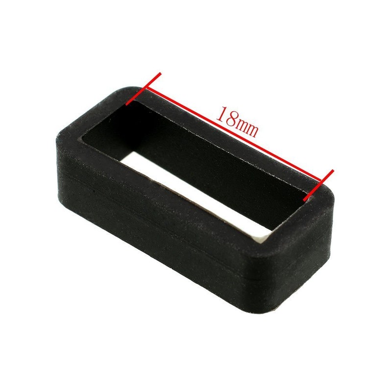 2X Size 18mm Black Rubber Silicone Leather Rubber Replacement Watch