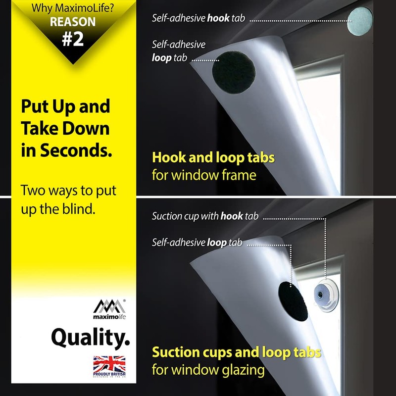 MaximoLife® Ultimate 100% Blackout Blind | Fits Any Window Size/Shape