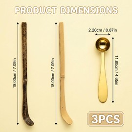 3PCS Matcha Spoon, Matcha Scoop, Matcha Measuring Spoon, Bamboo Chashaku for Powder Dosing, Traditional Japanese Tea Tool for Daily Use