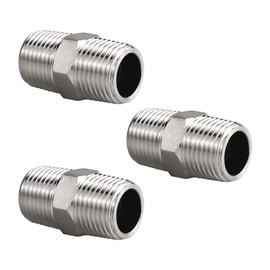 Napredak hex nipple pipe fitting, NPT 1/2 male threaded stainless steel equal connector, pipe extension for water/oil/gas line. 3 pcs