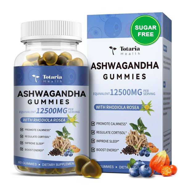 Totaria Sugar Free Ashwagandha Filled Gummies w/Vitamin D3, Magnesium Glycinate,