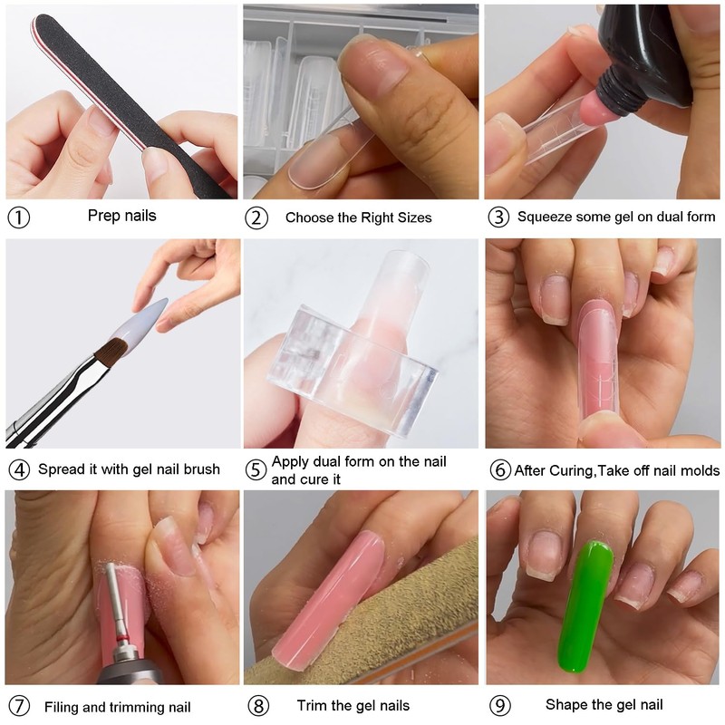 C12rtive 120Pcs Matte Dual Nail Forms,Duck Shape Extension Poly Nail