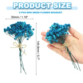 PATIKIL Mini Dried Flower Bouquet, 6 Pcs Baby's Breath Natural Wildflower with Stem Decor Boho Floral Plant Flower for Crafts DIY Photo Props Gift Wedding Decor, Blue