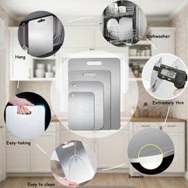 Stainless Steel Cutting board, Double sided Titanium Alloy Cutting Boards for Kitchen Meat Vegetables & Fruits Chopping Board Easy to Clean (18" × 11.8", Extra Large)
