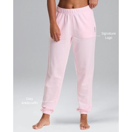 bebe Womens Sweatpants with Pockets, French Terry Joggers Sweats for Women (Pink Rose, Large)