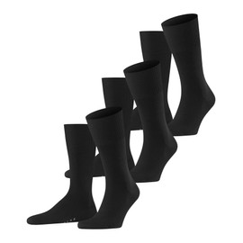 FALKE Herren Socken Airport 3-Pack M SO Wolle Baumwolle einfarbig 3 Paar, Schwarz (Black 3000), 45-46