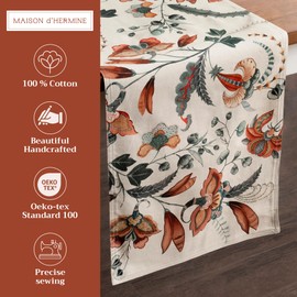 Maison d' Hermine Table Runner 100% Cotton Double Layer Table Runners 72 inches Long Decorative for Home Kitchen Dining Party Baby Shower Wedding Bridal Shower (Dalida, 14.50" x 72")