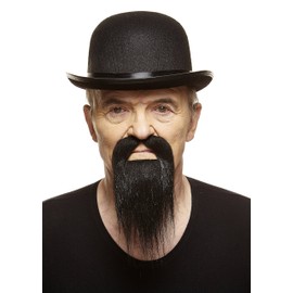 Mustaches Self Adhesive, Novelty, Long Ducktail Fake Beard, False Facial Hair, Costume Accessory for Adults, Black Color