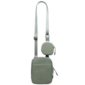 Small Crossbody Bag for Women Men with Removable Small Pouch Adjustable Belt Bag for Cell Phone Purse Pouch Travel Workout (Green)